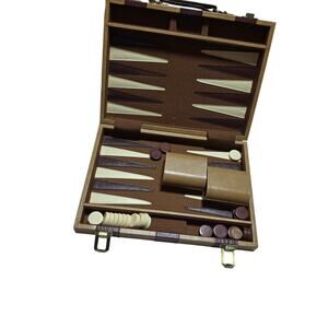 VINTAGE TRAVEL BACKGAMMON GAME SET SUITCASE